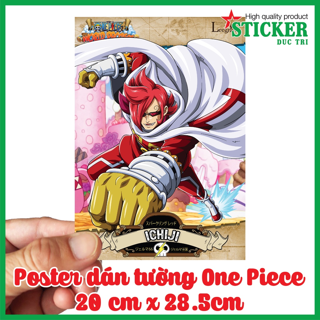 Poster One Piece tranh dán tường. Decal nhựa có cán màng sẳn keo chỉ lột dán. P3