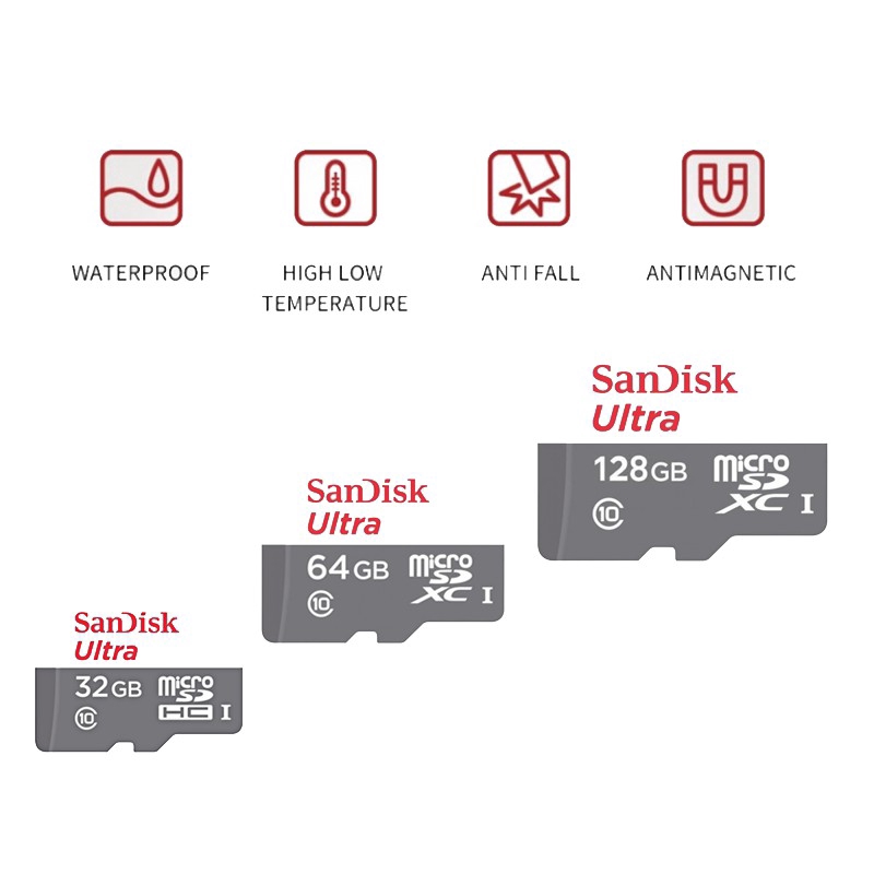 Thẻ Nhớ Sandisk 128gb Ultra 64gb 32gb Micro Sd Uhs-1 Sdcard C10 A1 80mb / S Read