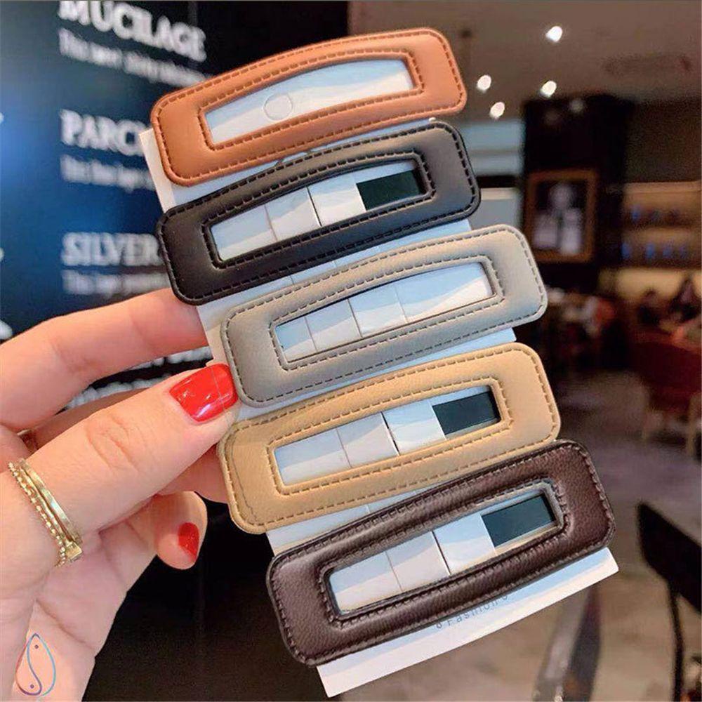 Kẹp Tóc PU Họa Tiết Hình Học Màu Kẹo Thời Trang