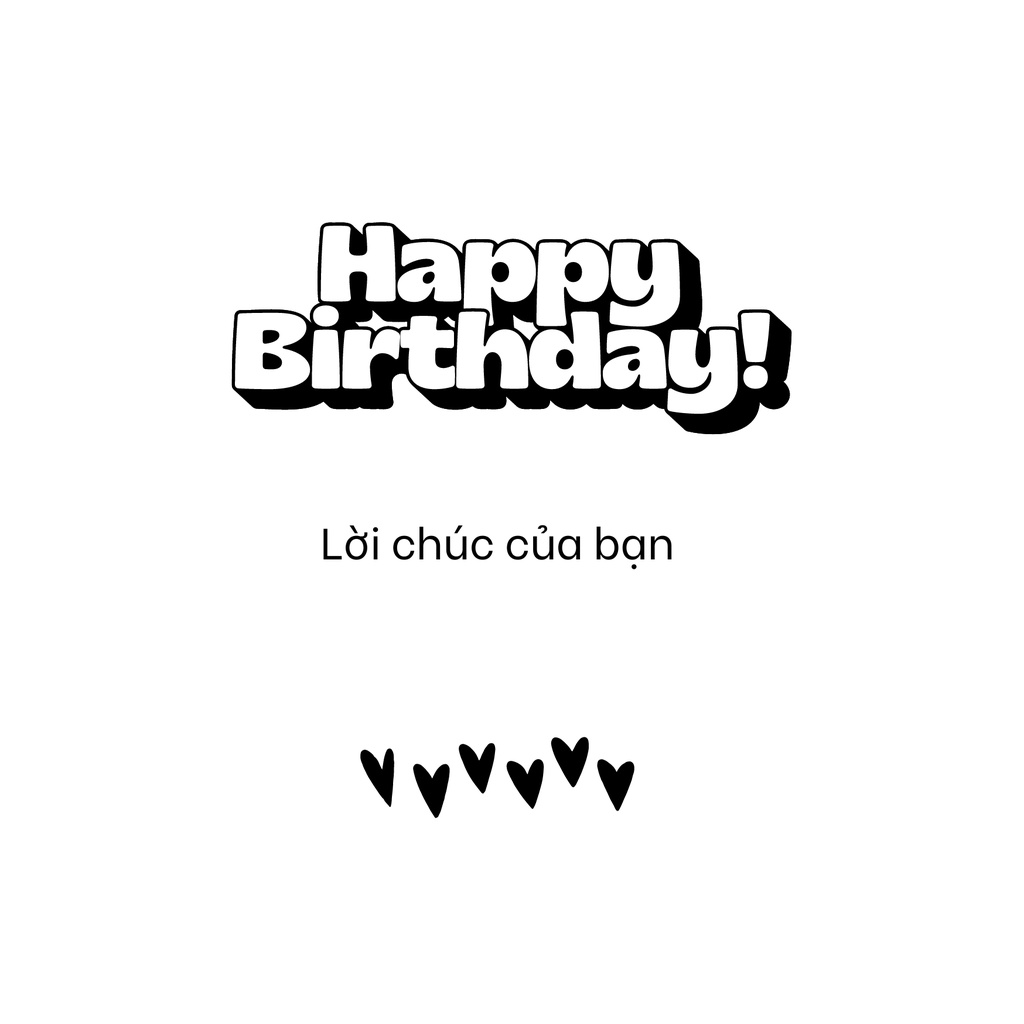 Thiệp chúc mừng sinh nhật theo mẫu trắng đen