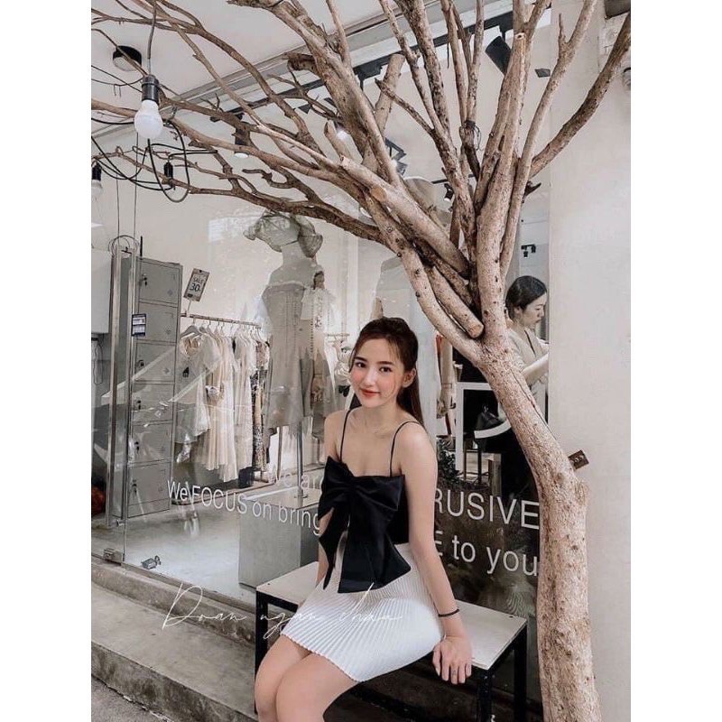 ÁO KIỂU HAI DÂY NƠ CROPTOP SEXY