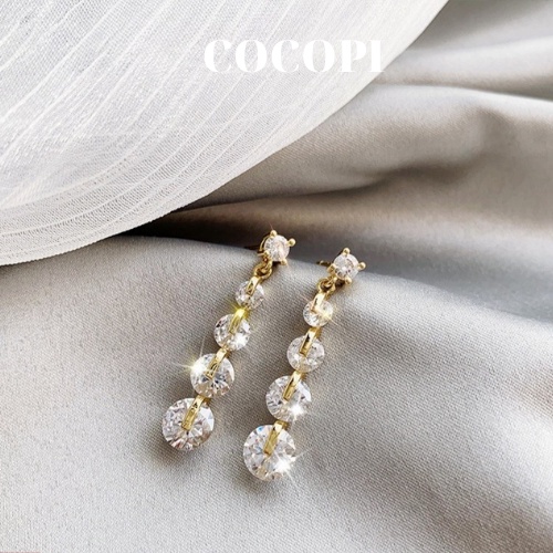 Bông Tai, Khuyên Tai dáng dài đính đá phong cách Hàn Quốc COCOPI Accessories - BT040