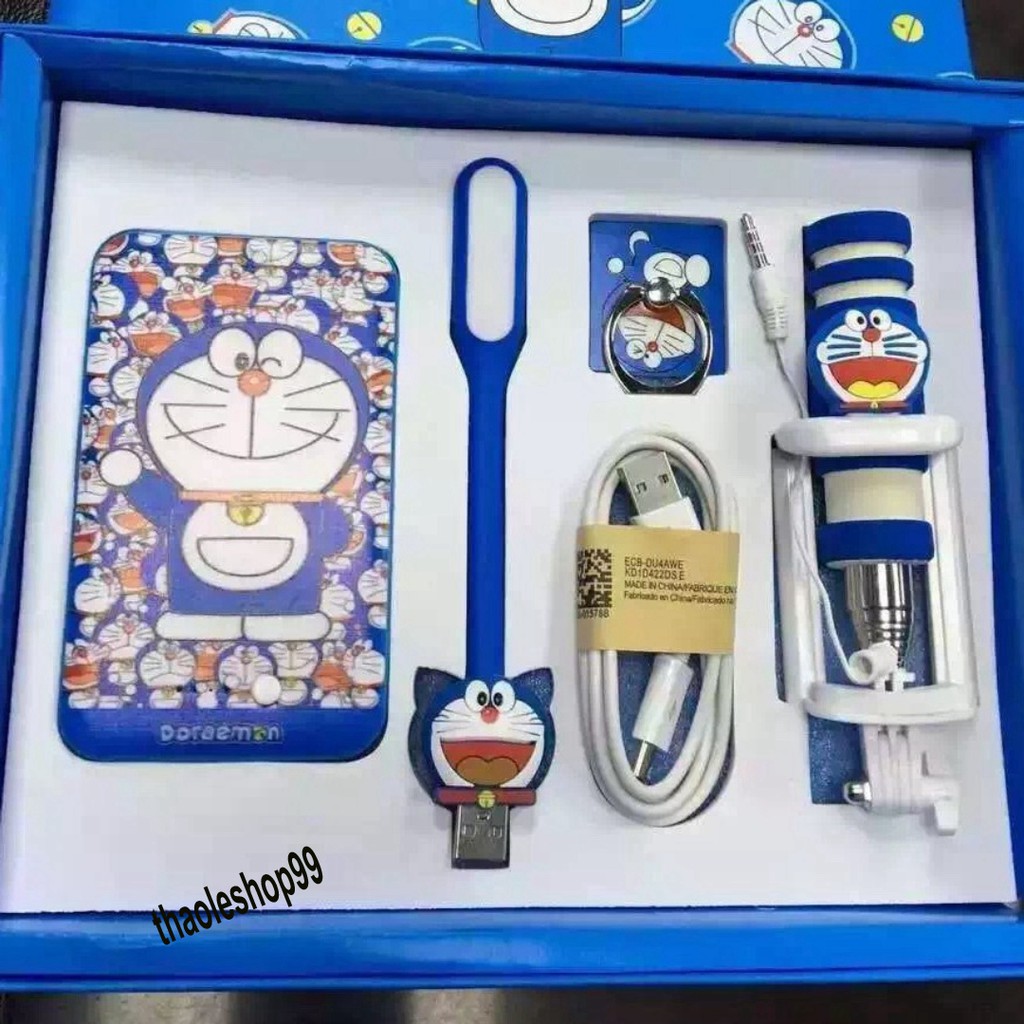 BỘ COMBO SẠC DỰ PHÒNG 5 MÓN ĐÁNG YÊU HÌNH DOREMON – HELLO KITTY