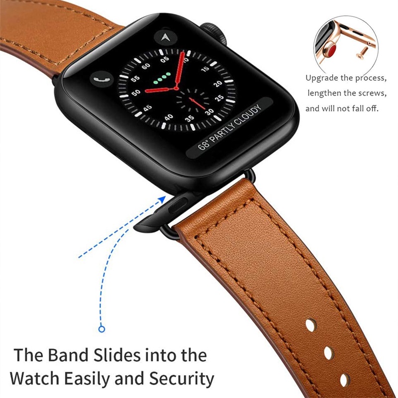 Dây đeo đồng hồ thông minh bằng da bò thích hợp cho Apple Watch 6 SE 5 4 3 42Mm 38Mm 44mm 40Mm Iwatch 6 SE 5 4