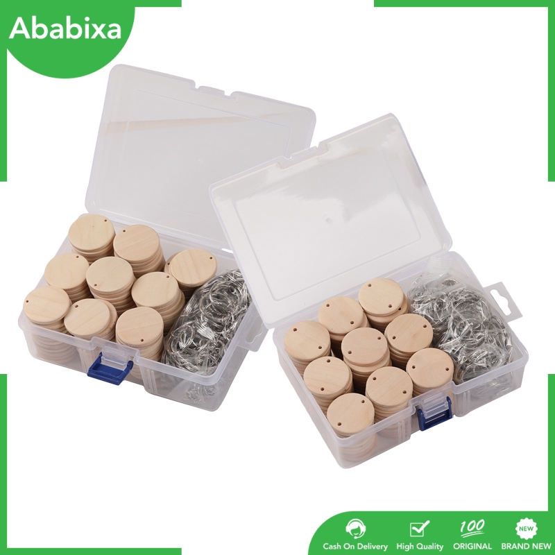 Set 100 miếng gỗ trơn tự nhiên chưa hoàn thành 1/ 2 lỗ có móc khóa DIY