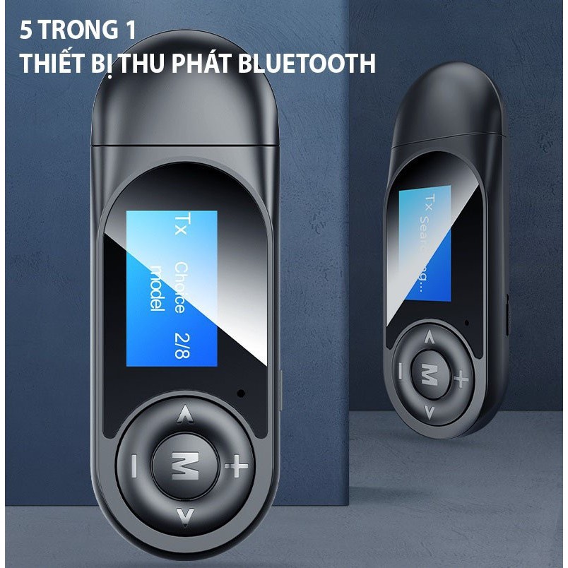 Bộ Thu Phát Không Dây 2 In 1 Bluetooth 5.0 Màn Hình LCD T13