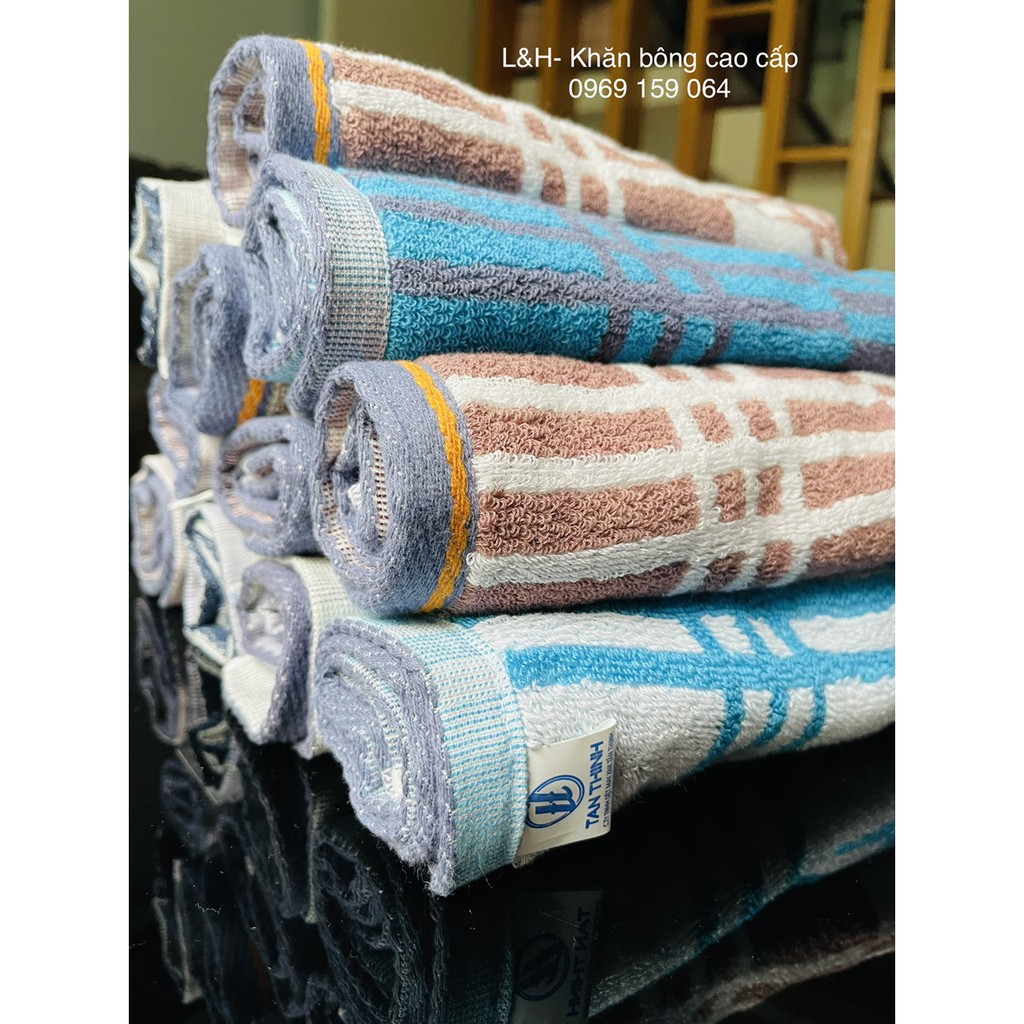 Khăn mặt cotton kẻ ô Tân Thịnh (new), KT 30x50cm