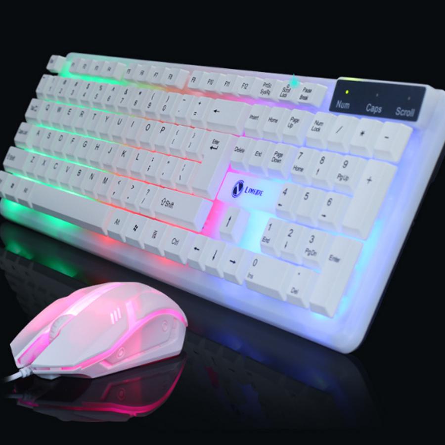 Bộ Bàn Phím Giả Cơ và Chuột Chuyên Game G21 Led 7 Màu - Màu trắng Dành Cho Game Thủ