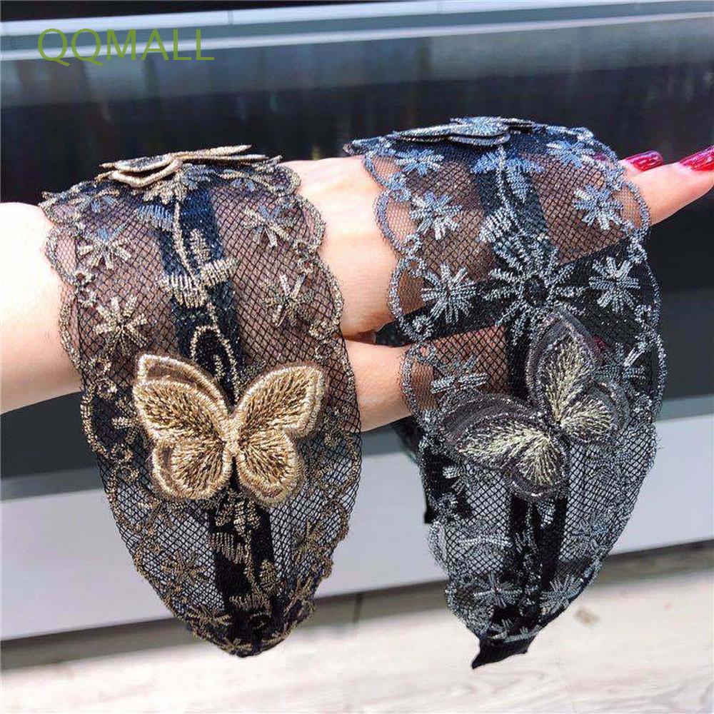 Băng Đô Cài Tóc Bằng Lụa Thêu Hoa Phong Cách Vintage Cho Nữ