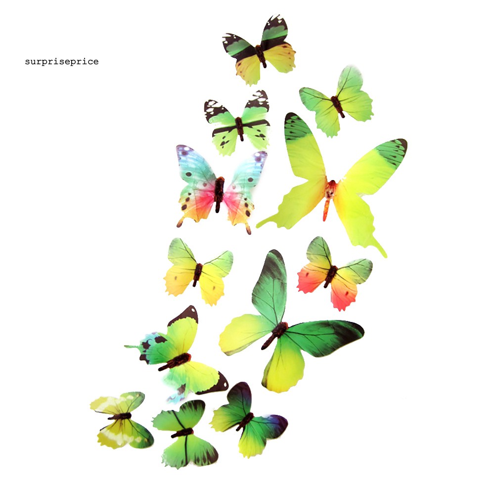 Nhãn dán tường họa tiết bướm 3D trang trí nhà cửa xinh xắn