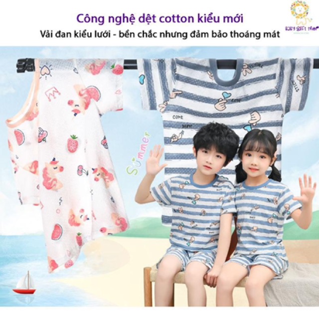 Bộ đồ ngủ bé trai bộ cotton trẻ em quần áo mùa hè cho bé hàng Quảng Châu in hình sắc nét