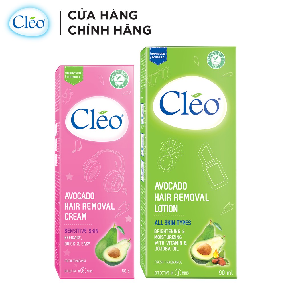 Bộ đôi Kem tẩy lông Cléo da nhạy cảm 50g và Lotion Tẩy Lông Cléo 90ml