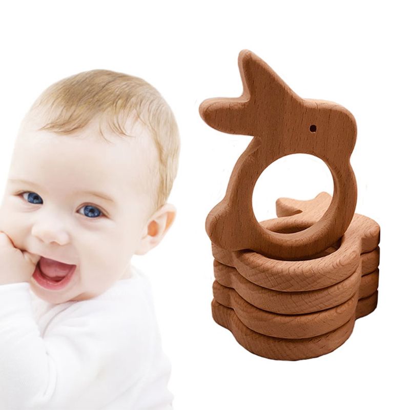 Đồ Chơi Nhai Gặm Bằng Gỗ Sồi Mềm Mại Hình Thỏ Dễ Thương Dành Cho Bé