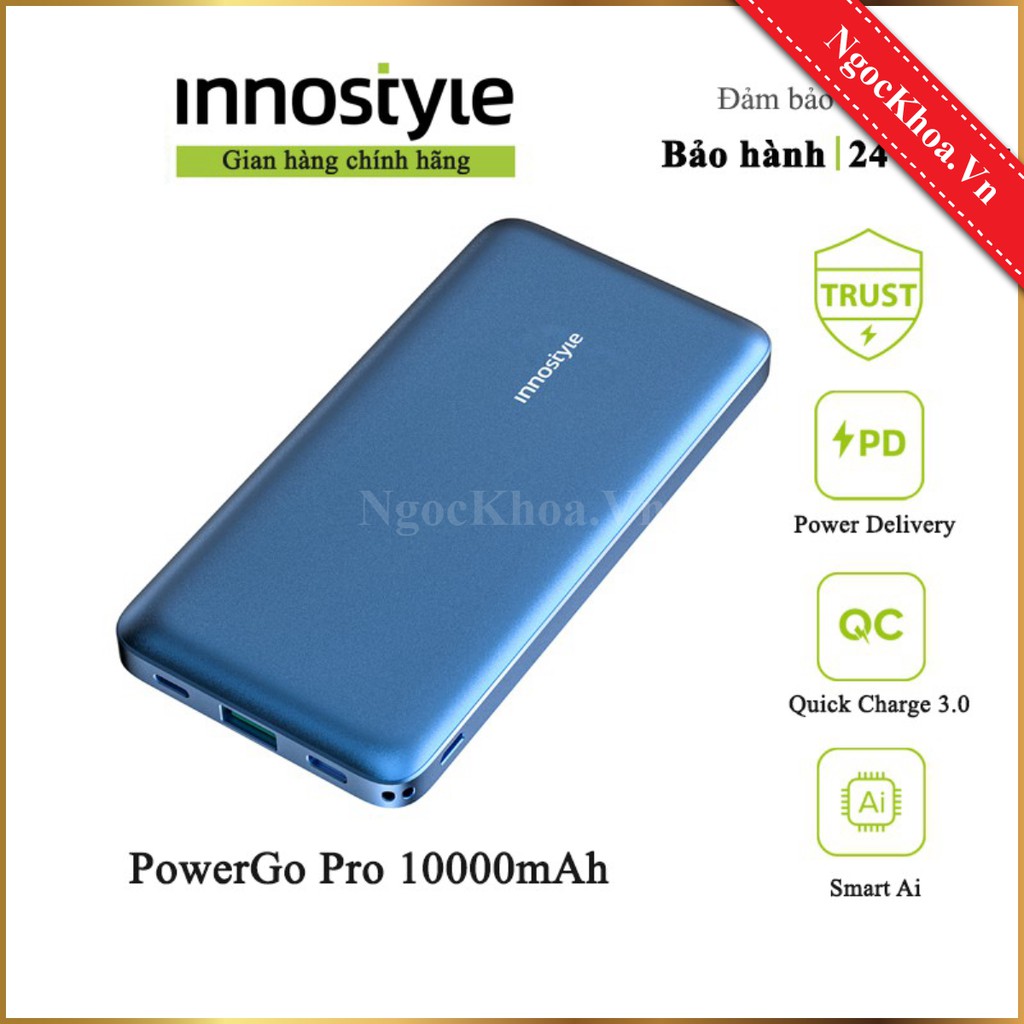Pin Sạc Dự Phòng INNOSTYLE PowerGO Pro 10000mAh (PD18W và QuickCharge 3.0 18W) (IP18PD-BLU) - Phân Phối Chính Hãng