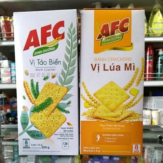 ( Ảnh Thật ) Bánh Crackers AFC Mặn Vị Rau& Lúa Mì hộp 8 gói 200g