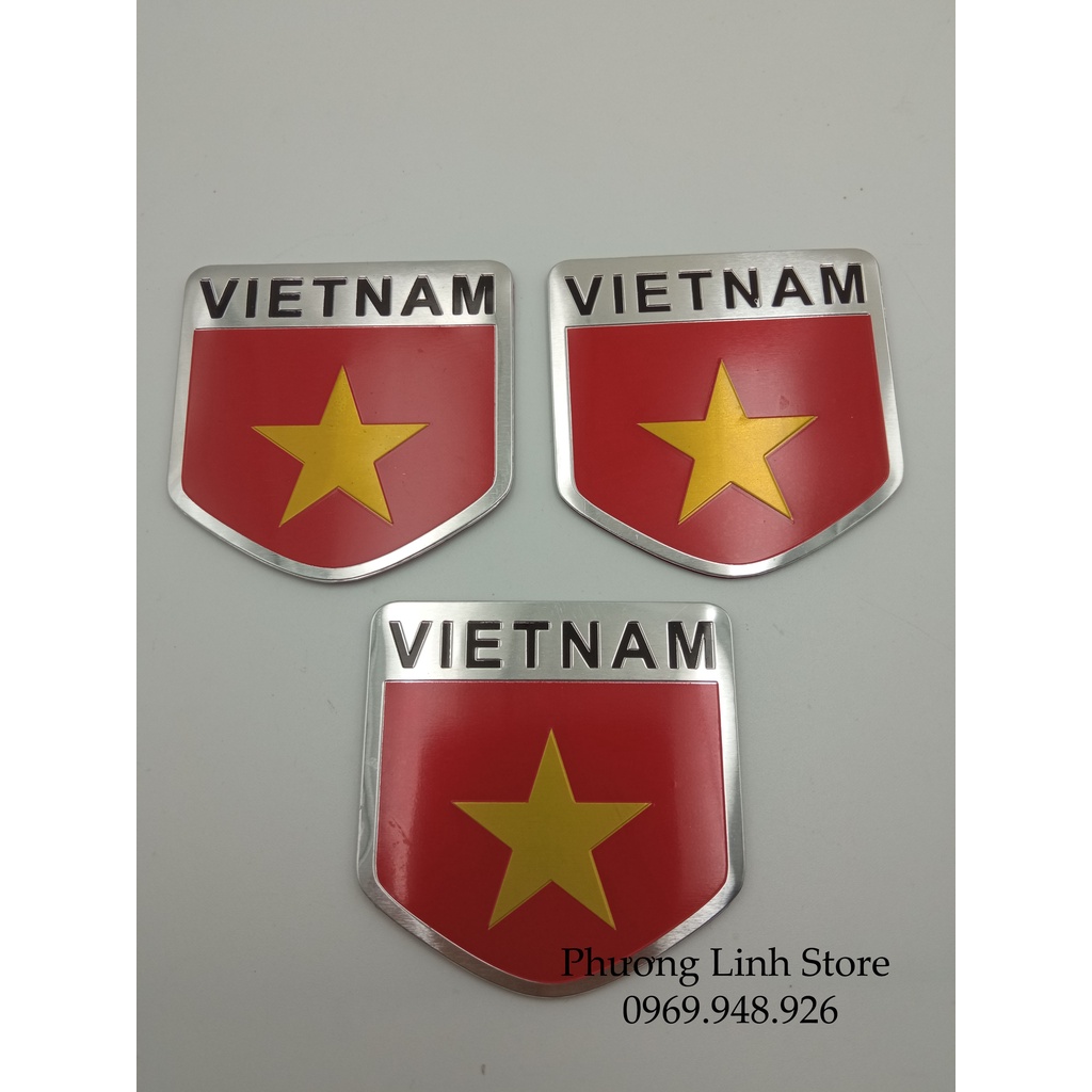 Tem nhôm logo cờ Việt Nam, decal cờ Việt Nam dán xe