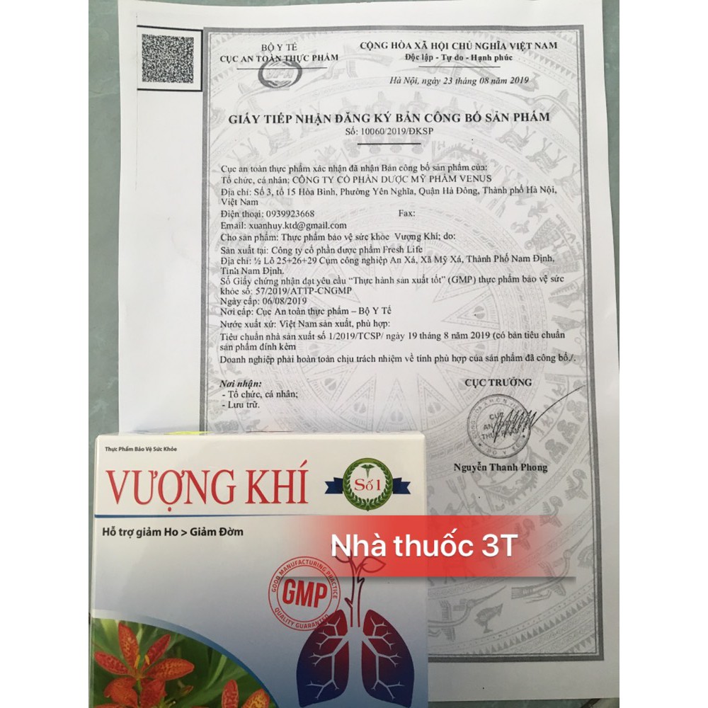 Vượng khí - giảm ho, giảm đờm, bổ phổi, nâng cao sức khỏe hô hấp, dạng ống tiện dụng. Hộp 10 ống.