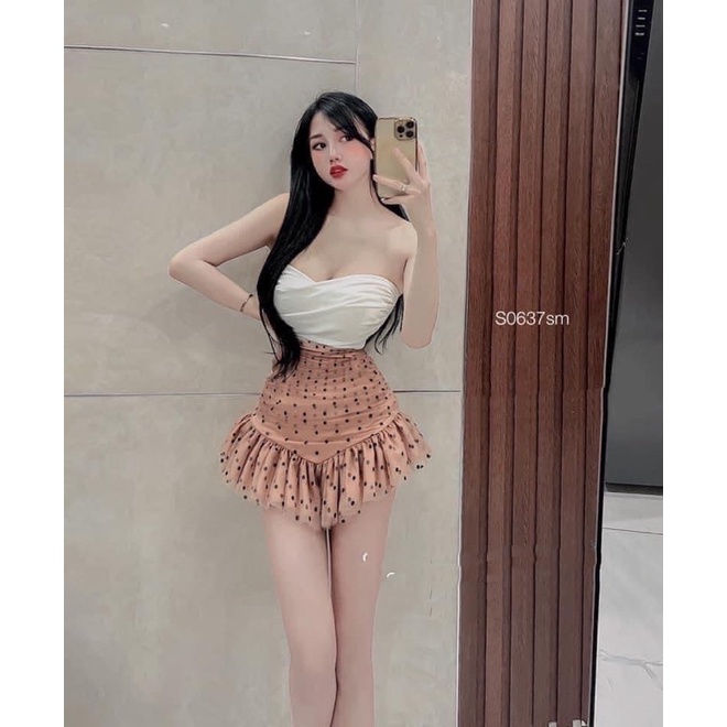 set quần xoè áo ống xinh dễ thương đi cà phê hẹn hò