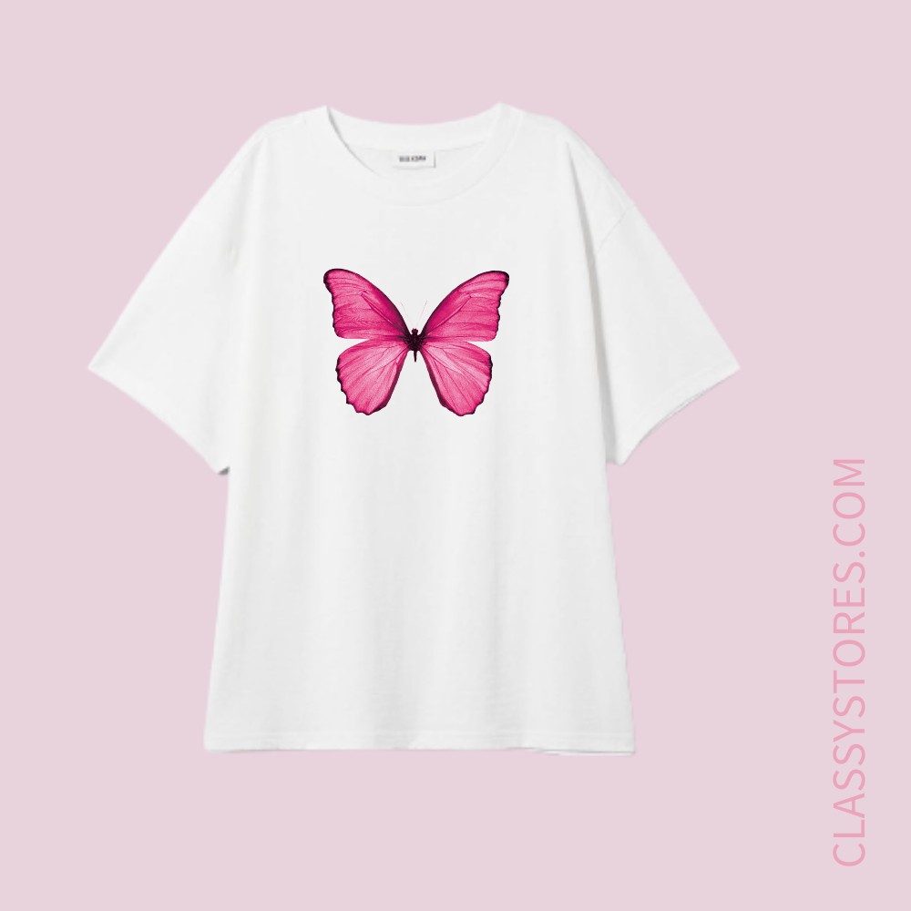 Áo thun Form Rộng In hình CÁNH BƯỚM, chất liệu thun mịn rộng, chất liệu thun mịn rộng rãi thoải mái