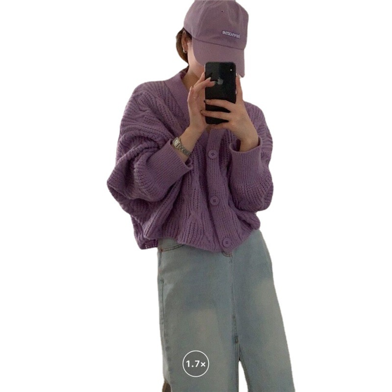 Áo Khoác Cardigan Dài Tay Cổ Chữ V Xinh Xắn Theo Phong Cách Retro Dành Cho Nữ