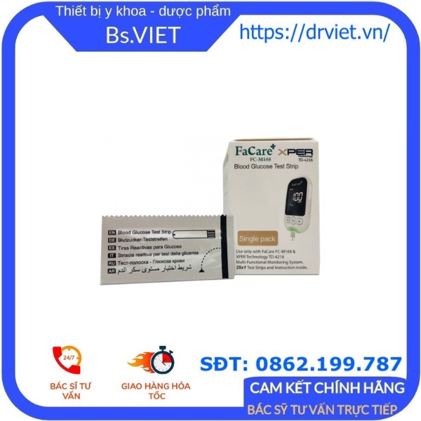 Que thử đường huyết hộp 10 que dùng cho máy đo đường huyết Facare FC- M168 - Date 9/22