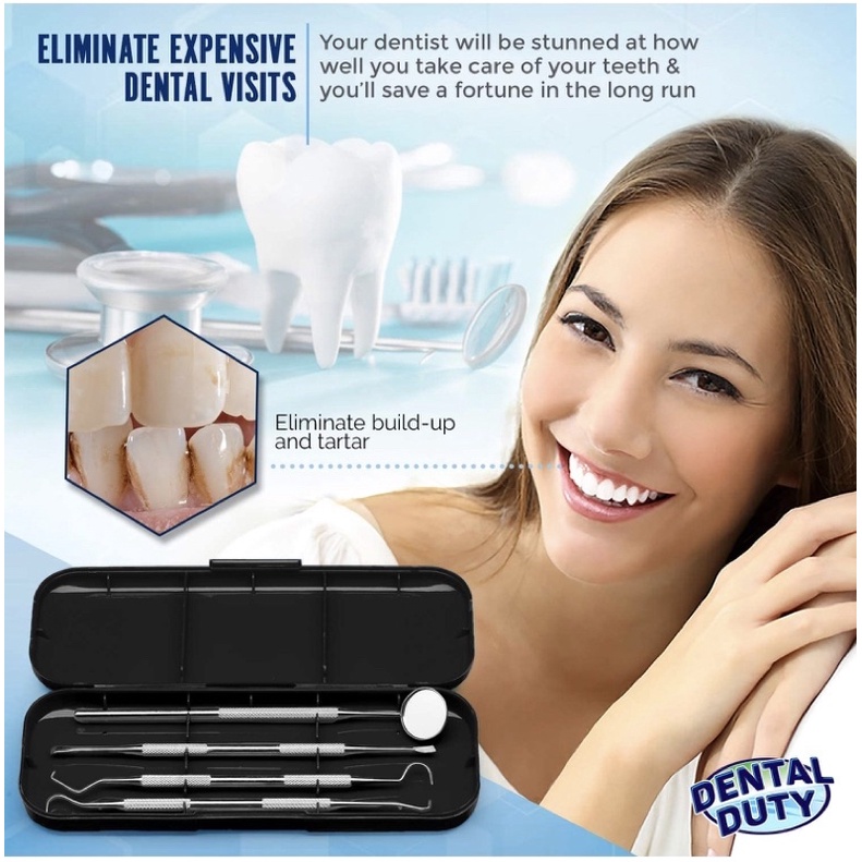 Bộ dụng cụ vệ sinh răng miệng, cạo vôi răng tại nhà Dental Duty Hygiene Kit 4 món USA