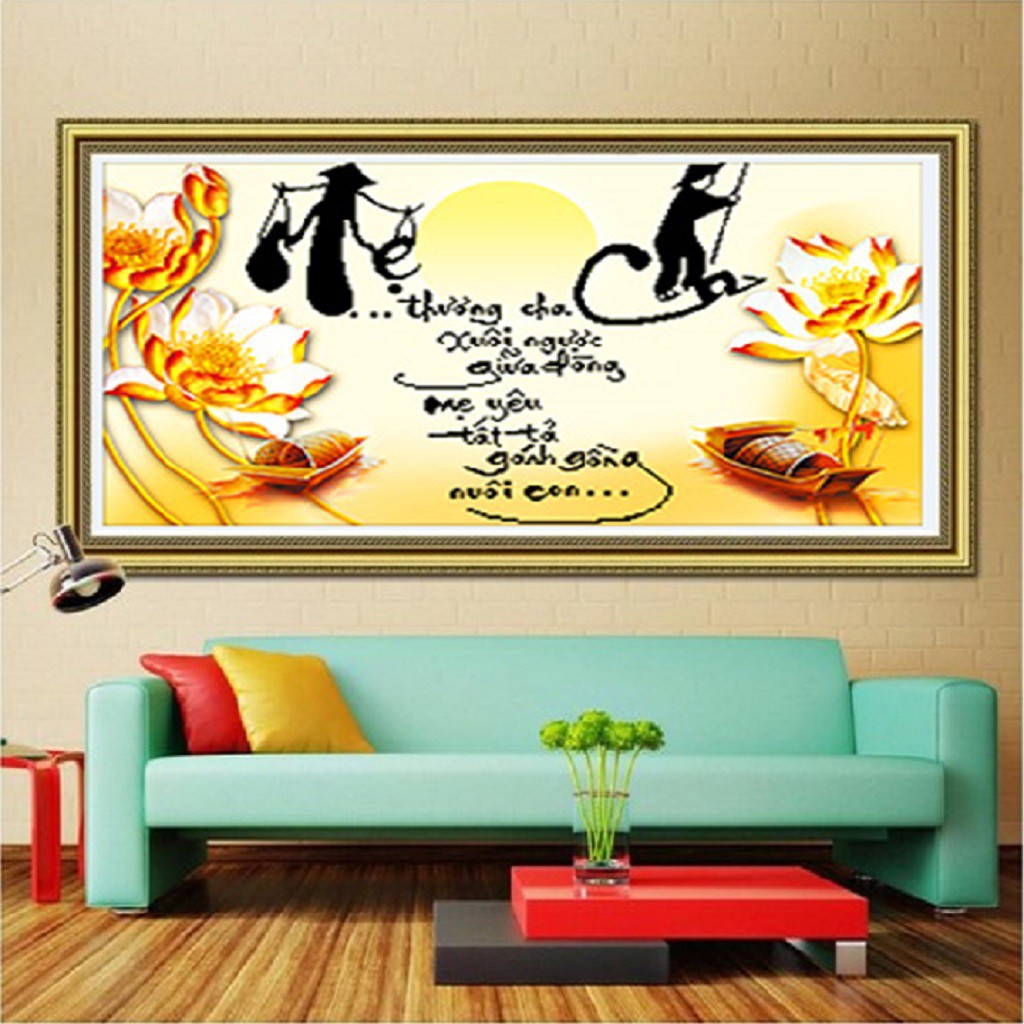 Tranh đính đá Công Ơn Cha Mẹ 75x48cm