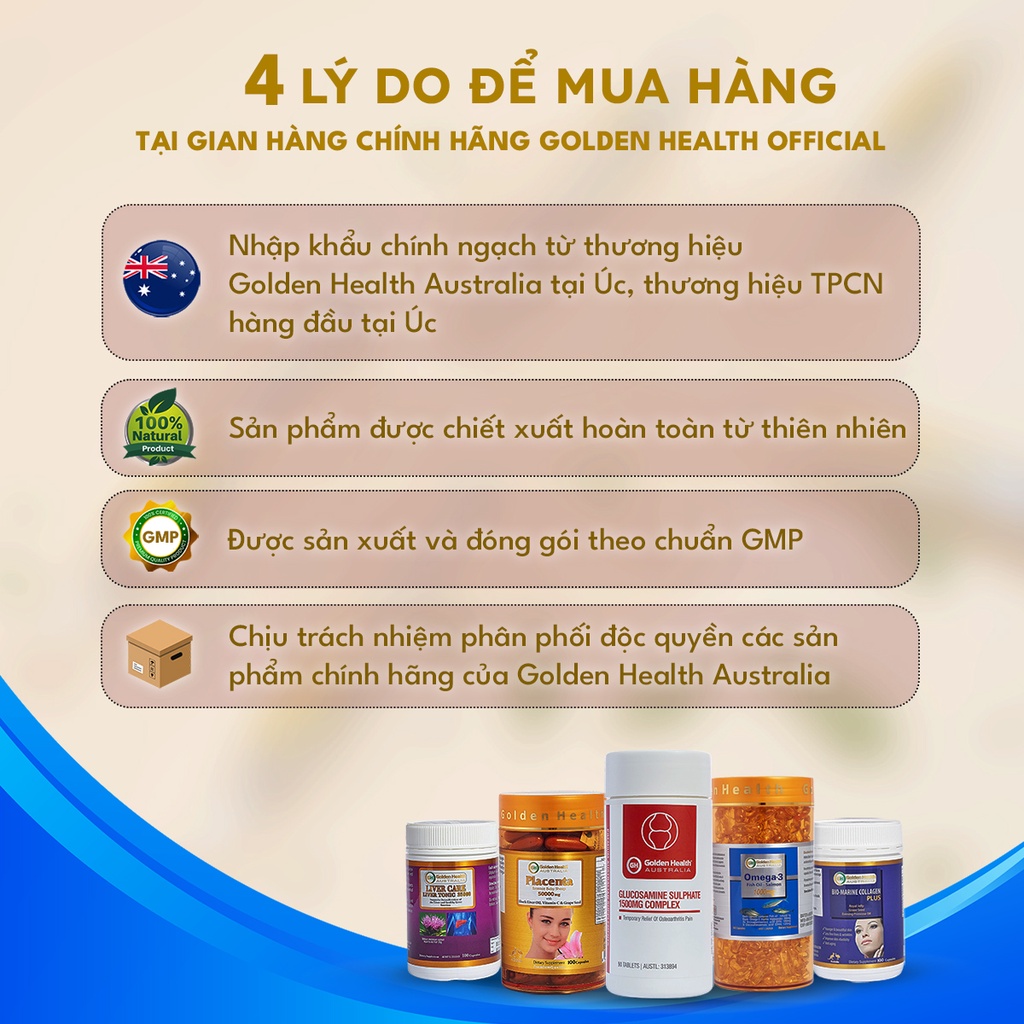 [GOLDEN HEALTH] Viên uống Glucosamine Sulphate hỗ trợ tăng chất nhờn xương khớp (90 viên)