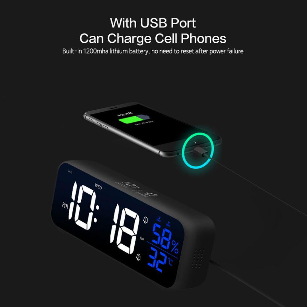 Lakamier Đồng Hồ Điện Tử Màn Hình LED Hiển Thị Giờ Thức Dậy Có Cổng Sạc USB Trang Trí Nhà Ở / Văn Phòng