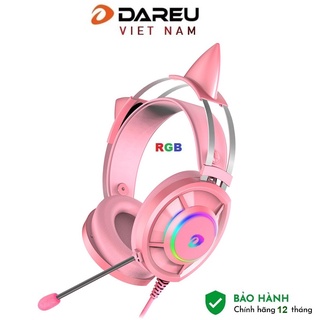 Tai nghe gaming dareu eh469 queen 7.1 rgb led - hồng pink có tai mèo