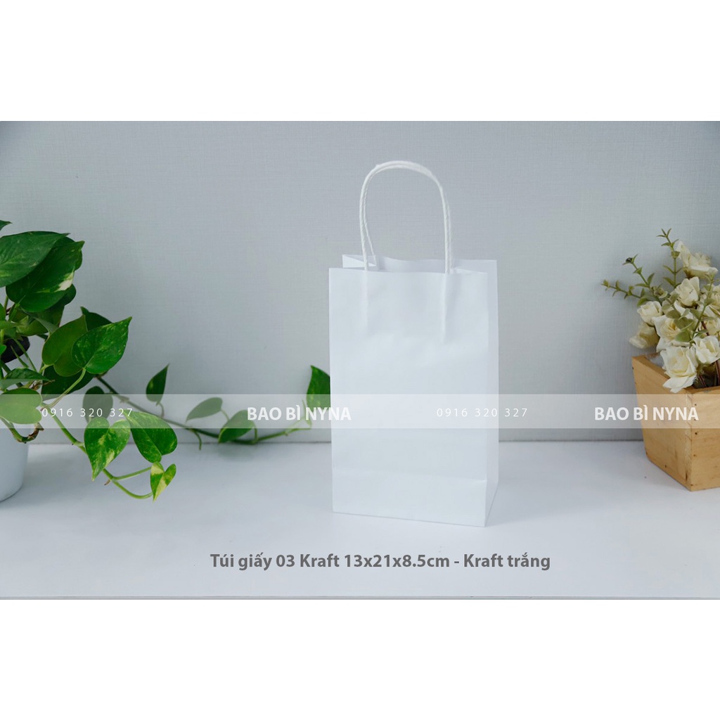 Túi giấy 03 Kraft 13x21x8.5cm - Kraft trắng