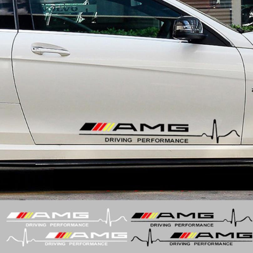 Bộ 2 bên tem dán cánh xe ô tô Sport AMG, Decal dán xe hơi AMG, Dán trang trí cánh cửa xe ô tô diving (Màu Đen)