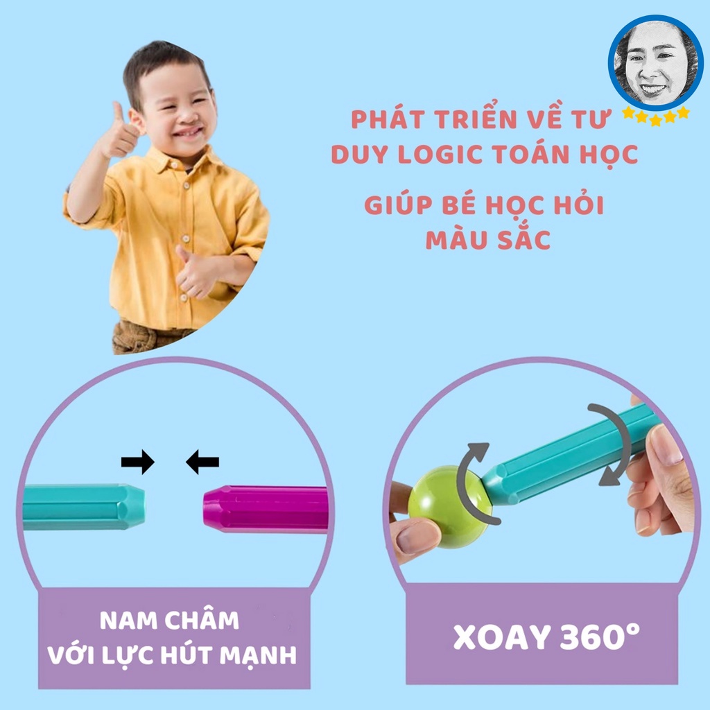 Xếp hình nam châm đồ chơi cho bé lắp ghép lego Montessori giáo dục an toàn thông minh 42 64 chi tiết