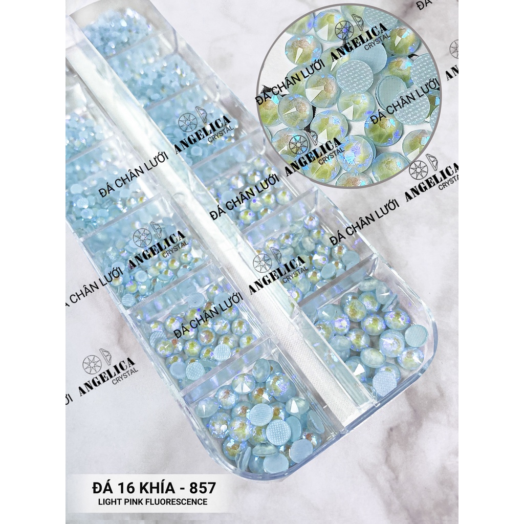 Đá Nail Chân Lưới 16 Khía Xanh Dương Nhạt Nước Gạo Padparadscha Ab Đính Trang Trí Móng ANGELICA 857