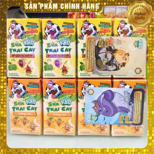 Lốc 4 hộp 110ml sữa Kun socola/kem dâu/nho/cam/trái cây/có đường