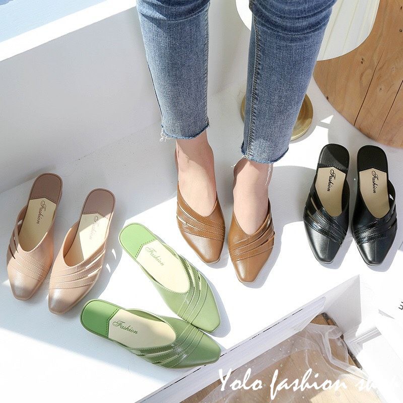 Giày sục giày búp bê nữ đi mưa đế 2cm vạt chéo cực xinh GN09 | BigBuy360 - bigbuy360.vn