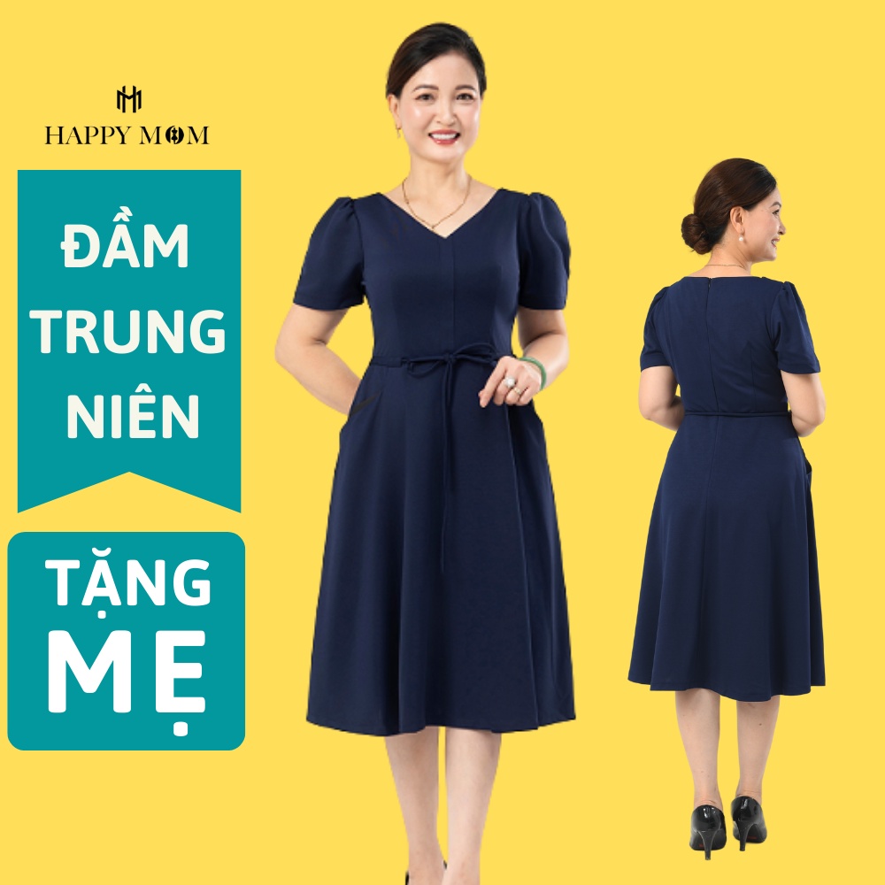 Đầm trung niên tặng Mẹ cao cấp đơn giản sang trọng đi làm đi tiệc, FULL SIZE, Happy Mom - Đầm tặng mẹ