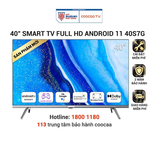 Smart TV Full HD Coocaa 40 Inch Wifi - 40S7G - Android 11 - Miễn phí lắp đặt