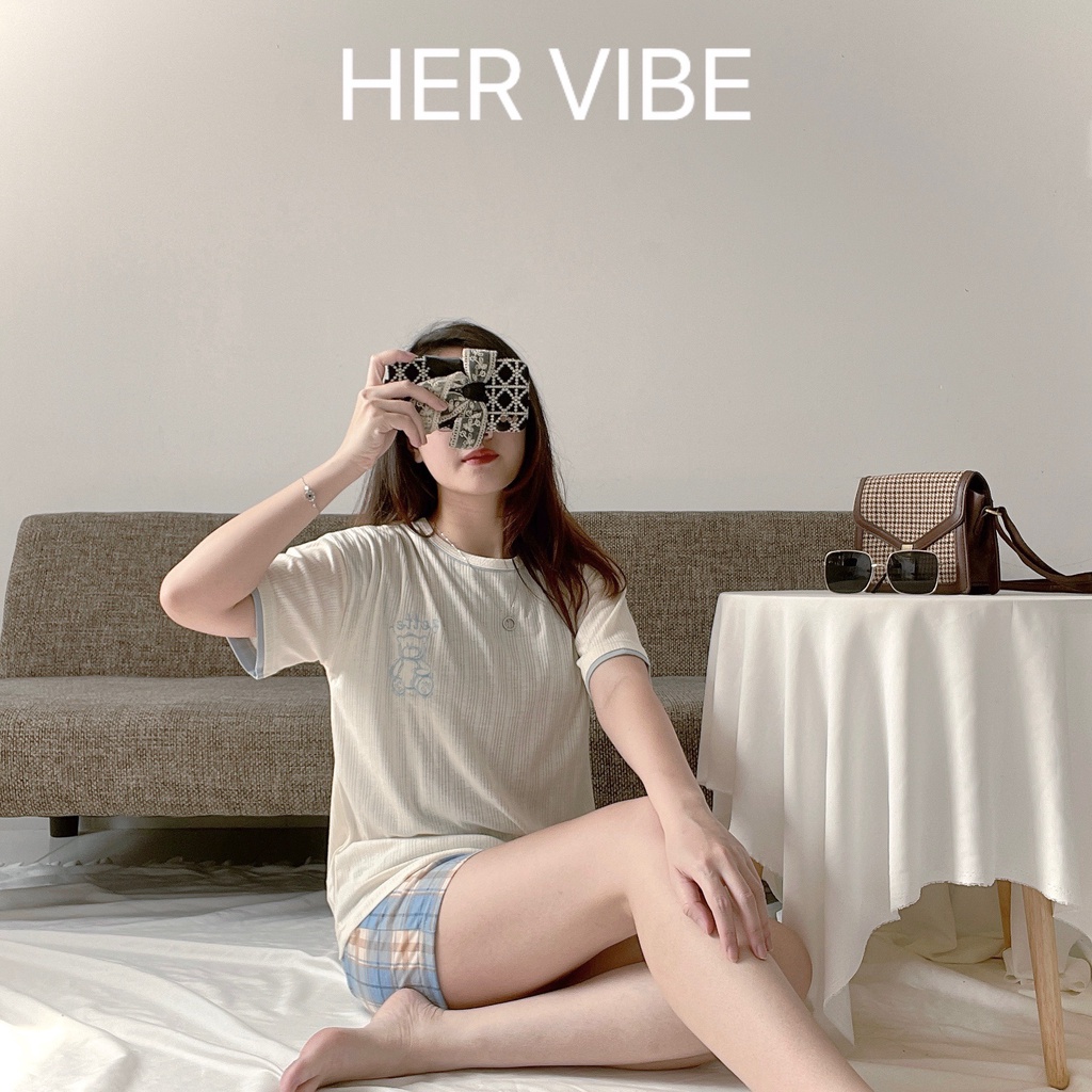 Đồ bộ nữ cộc tay quần cộc mặc nhà set đồ nữ chất liệu cotton cao cấp cho nàng Her Vibe