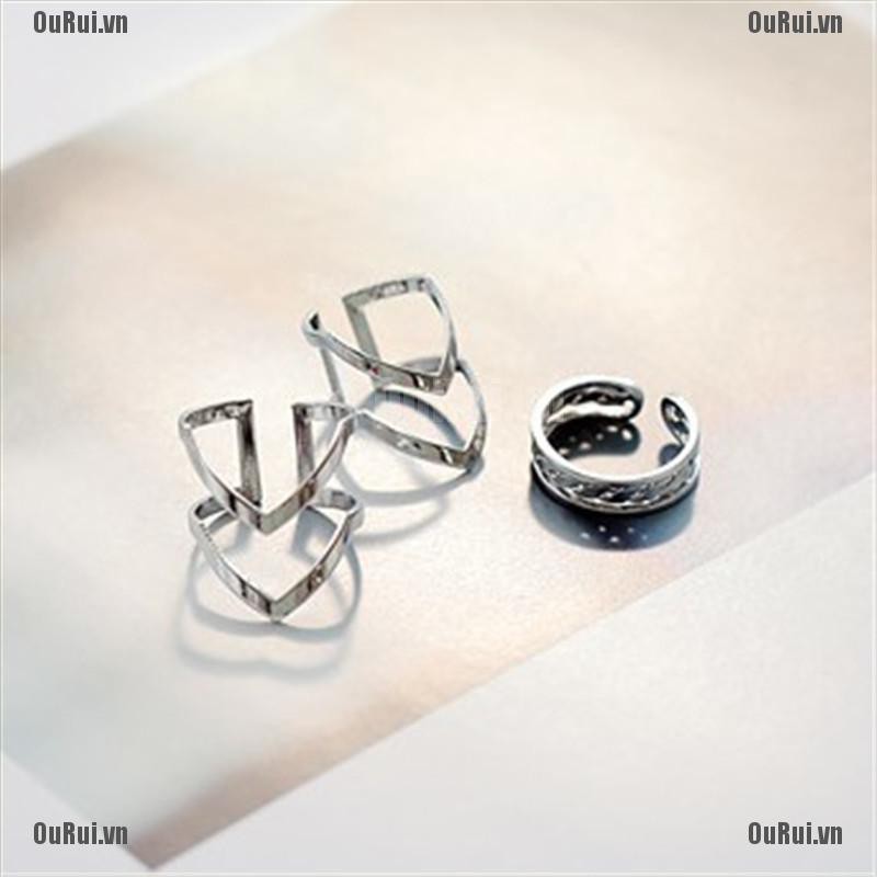 Bộ 3 Nhẫn Hợp Kim Thiết Kế Xinh Xắn Cho Nữ