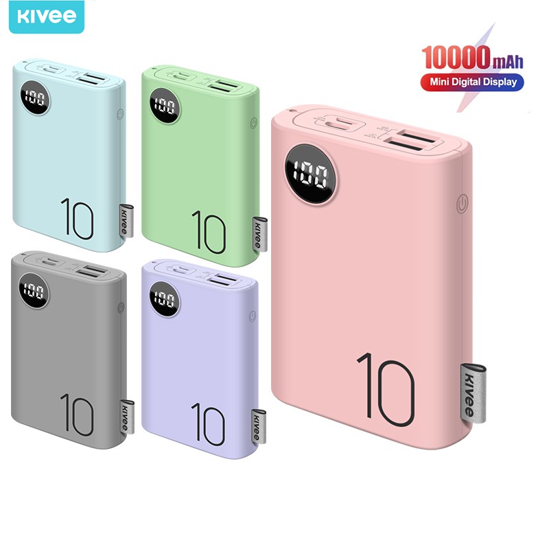 Sạc dự phòng KIVEE PF23P 10000mAh Macaron tích hợp 4 cổng sạc + đèn LED hiển thị nguồn cho iPhone Huawei Samsung Xiaomi