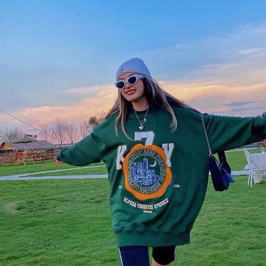 Áo Nỉ Sweater Nam Nữ Áo Nỉ Cổ Tròn K7Y Tay Bồng Xanh Lá Freesize Unisex Phom Rộng | BigBuy360 - bigbuy360.vn