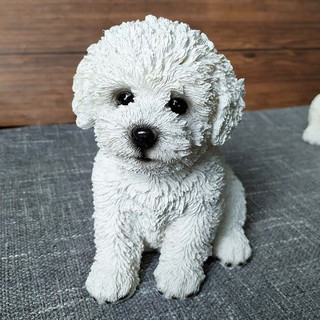 Mô Hình Chú Chó Bichon Màu Trắng Dễ Thương Dùng Trang Trí Nhà Cửa