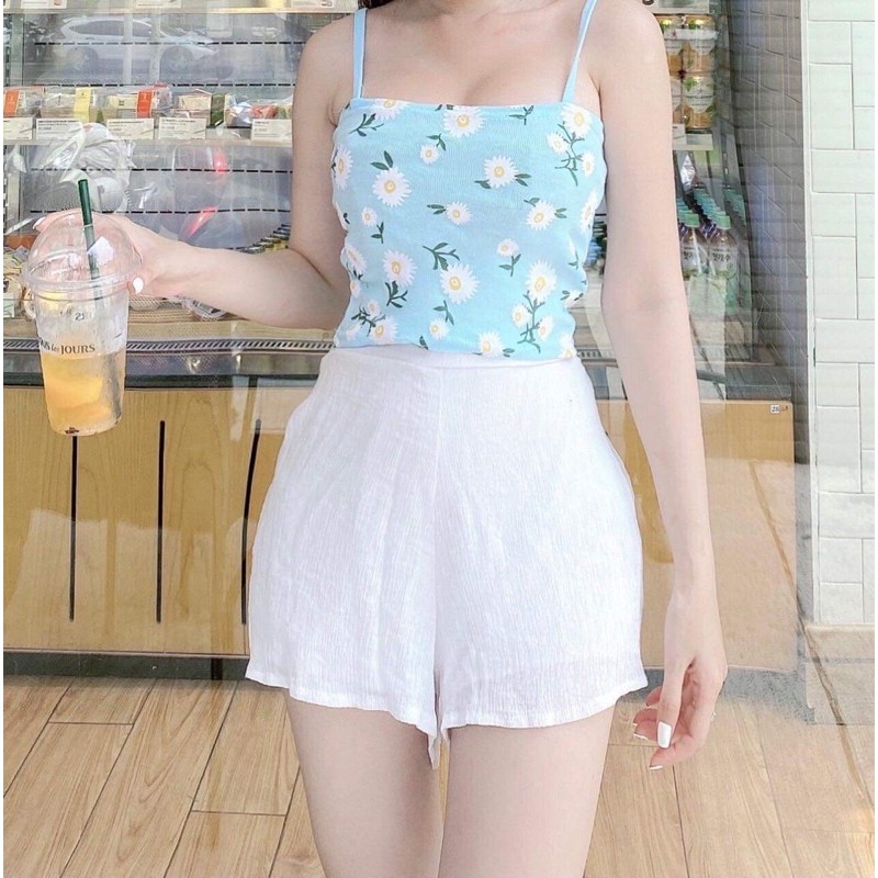 ÁO 2 DÂY HOA CÚC ❤️ÁO BRA HOẠ TIẾT❤️ Chất thun tăm co dãn về đủ 4 màu