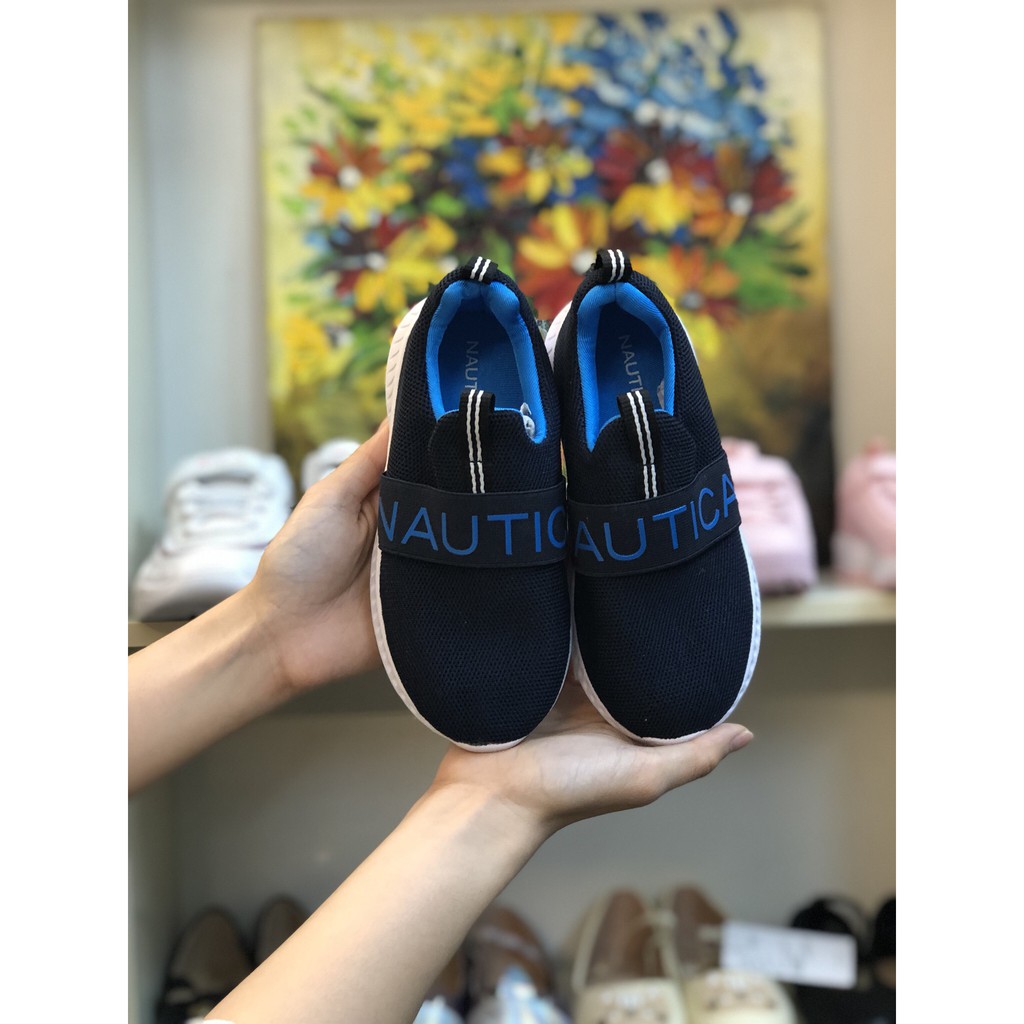 GIày Lười NauTica Xanh Than Phối Đế Trắng Bé Trai Êm Nhẹ 100g Phù Hợp Cho Các Bé Đi Chơi Đi Học Size 28