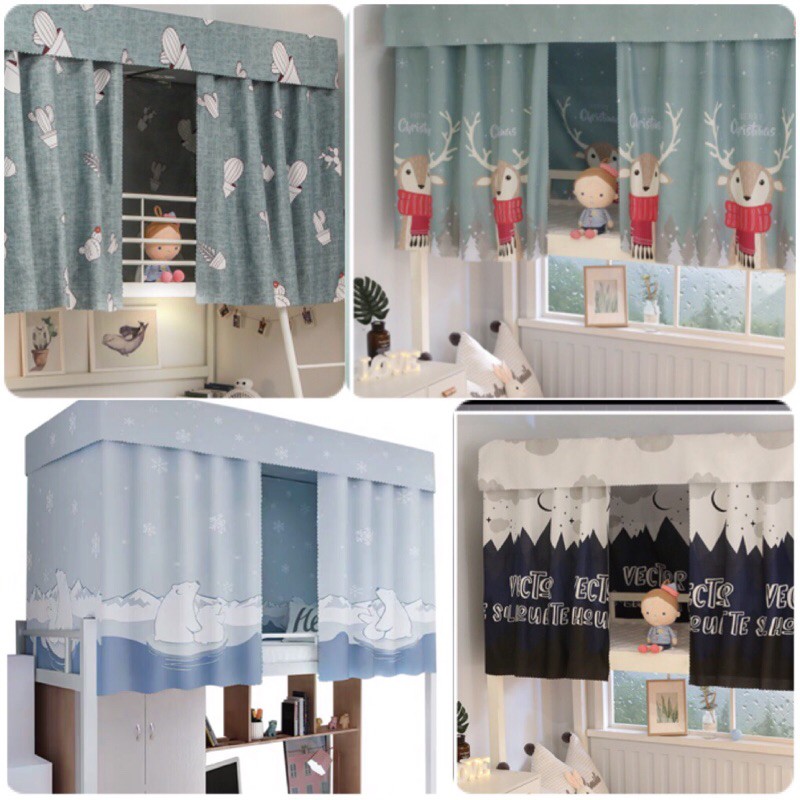 { ẢNH THẬT } Rèm màn giường tầng kí túc xá sinh viên kèm dây móc!