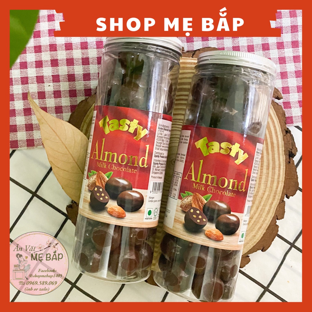Kẹo Socola Hạnh Nhân Tasty Malaysia 360gram - Almond Milk Chocolate - Shop Mẹ Bắp [Date 06/2023]
