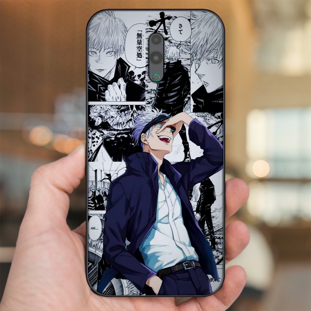 Ốp lưng Oppo Reno viền đen in hình Satoru Jujutsu Kaisen
