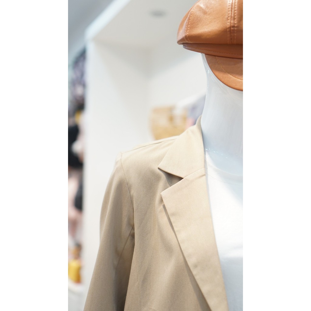 Blazer Trơn Kaki Dáng Dài 063