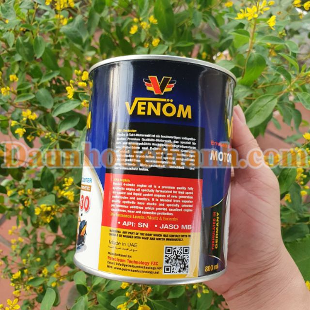 Nhớt Tổng Hợp Venom 10W30 JASO MB – Nhớt tổng hợp nhập khẩu Đạt tiêu chuẩn HQ 800ml dùng được cho xe tay ga